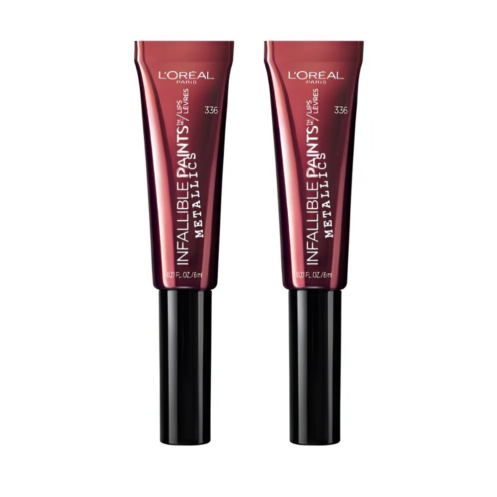 TWO NWT Loreal Liquid Metal Metallic Mauve Pink Long Wear Lip Paint Lipstick